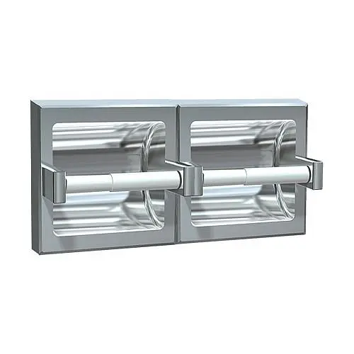 ASI Toilet Tproblem Holder (Double) - Surface Mounted, Satin Wood Stainless High-Carbon Steel, 10-74022-SSM