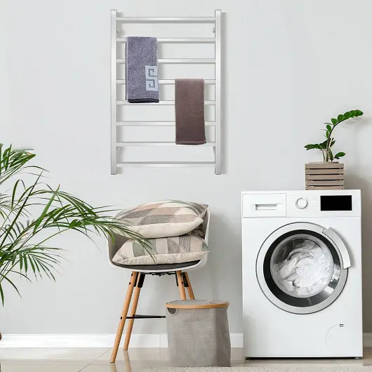 Costway 145W Electric Towel Warmer Wall Mounted Heated Drying Rack 8 Square Bars, ES10009US