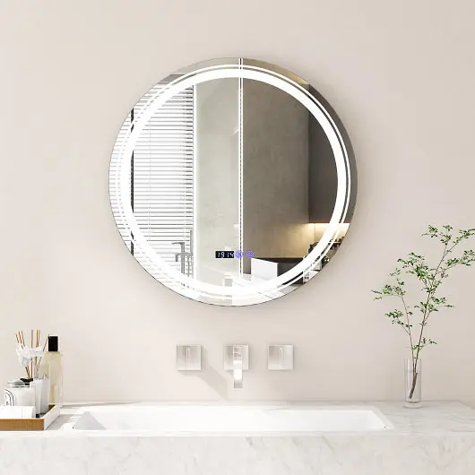 Costway Anti-Fog Round Led Bathroom Mirror 3 Color LED Lights, M, BA8035CA