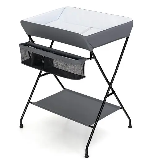Costway Baby Storage Folding Diaper Changing Table, Gray, AC10003GR