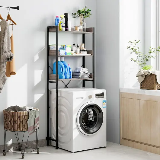 Costway Commercial-Grade Over Toilet Storage Rack Hooks and Adjustable Bottom Bar, Graphite, JV11000GR