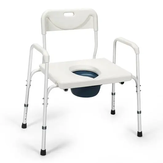 Costway High-Visibility 3--1 Bedside Commode Travel-friendly Toilet Adjustable Height, JH10002