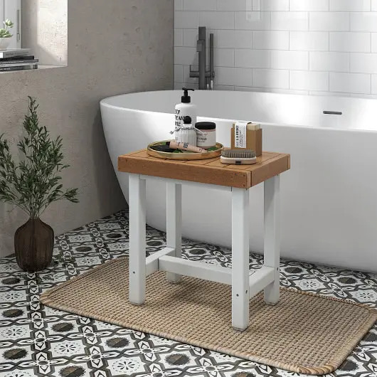 Costway Protective 18 x 12 Inch Waterproof Bathroom hower Stool, Brown, BA7868CF