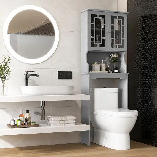 Costway Proven Bathroom Spacesaver Arranger Adjustable Shelf, Gunmetal, BA7402GR