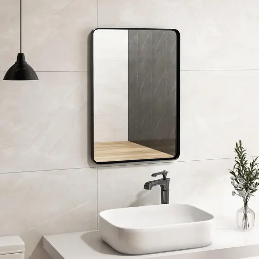 Costway Rectangular Wall Mount Bathroom Mirror Vanity Mirror, M, JV10298BK-M