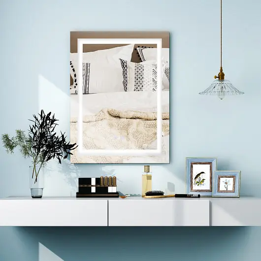 Costway Solid 32 Inch x 24 Inch Bathroom Anti-Fog Wall Mirror Colorful Light, BA7873US