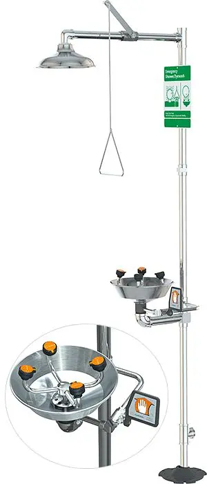 Guardian Knurled WideArea Eye/Face Wash/Shower Securety Station, Sleek Chrome, G1909PCC