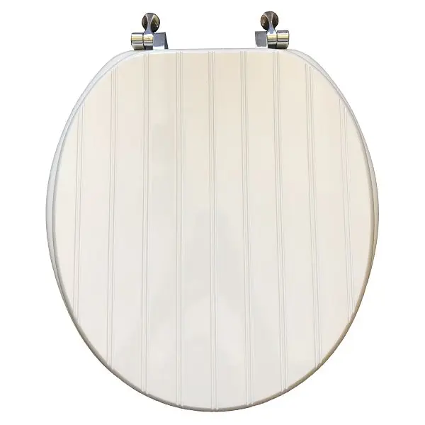 Jones Environmentally-Safe Stephens Deluxe Sculpted Molded Wood Seat, White Bead Board, Chrome Hinge, Round Closed Front C...