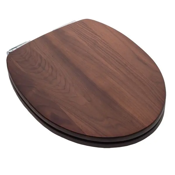 Jones Ribbed Stephens Designer EZ Close® Wood Seat, Natural Black Walnut, Chromium Hinge, Elongated Closed Front Cover, C...