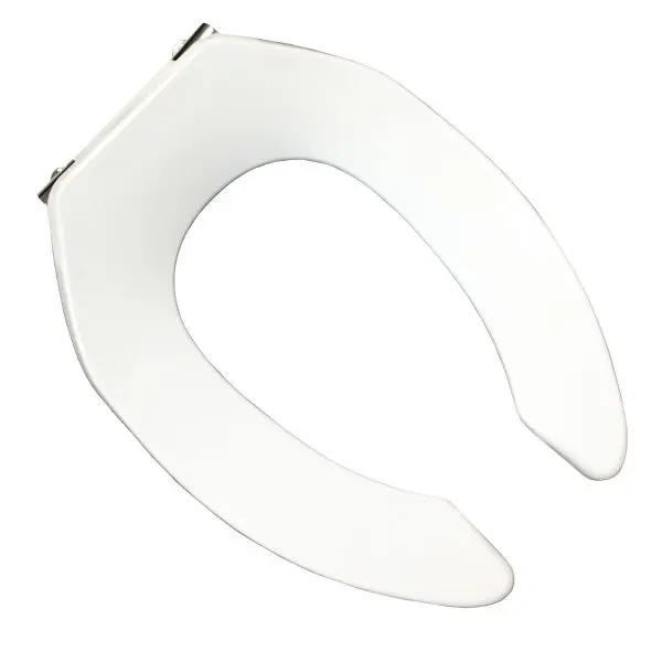 Jones Stephens EZ Close® Commercial Polymer Seat, White, Triple Chrome Hinge, Elongated Open Front Less Cover, C106CEZ00