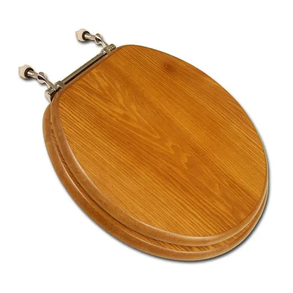 Jones Stephens Decorative Wood Seat, Dark Brown Finish, Chrome Hinge, Round Closed Front Cover, C3B2R118CH