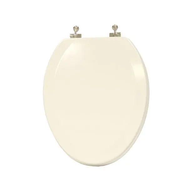 Jones Stephens Deluxe Molded Wood Seat, White, Matte Finish Satin Nickel Hinge, Elongated Closed Front Cover, C014WD00BN