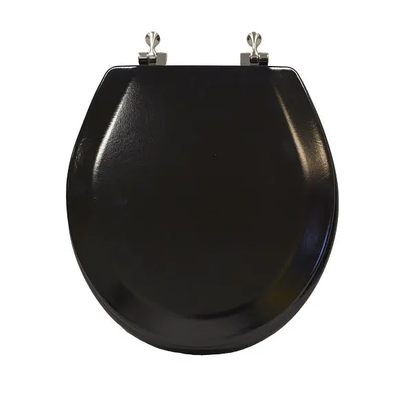 Jones Stephens Deluxe Molded Wood Seat, Black, Decorative Chrome Hinge, Round Closed Front Cover, C3B4R290CH