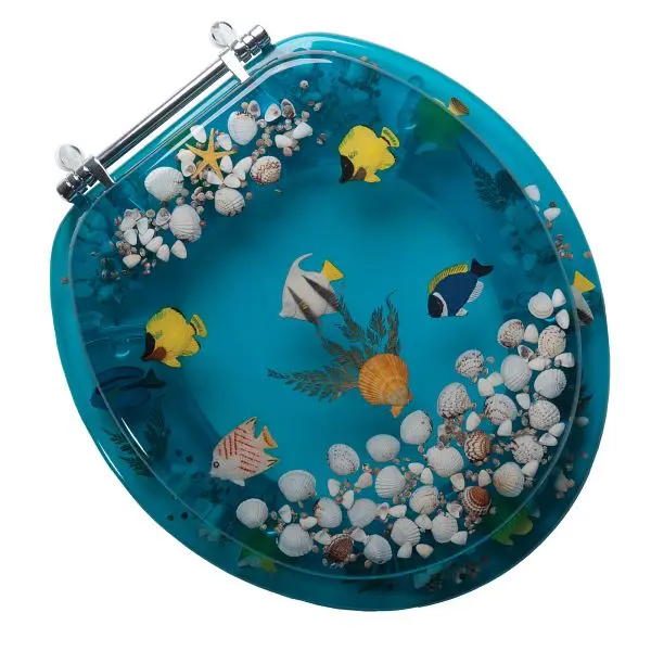 Jones Stephens Designer Acrylic Seat, Aquarium, Chrome Hinge, Round Closed Front Cover, C2B6R9AQCH