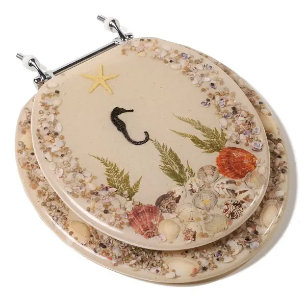 Jones Stephens Designer Acrylic Seat, Seahorse, Chrome Hinge, Round Closed Front Cover, C2B6R9SHCH