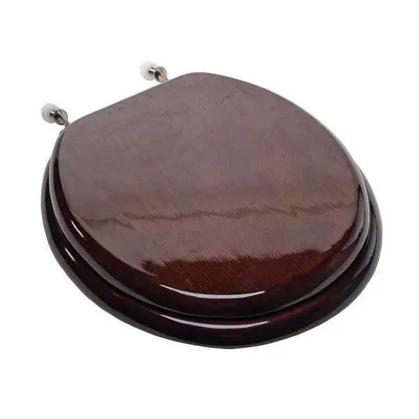 Jones Stephens Designer Wood Seat Piano Finish, Dark Brown Finish, Brushed Nickel Hinge, Round Closed Front Cover, C2B1R18BN