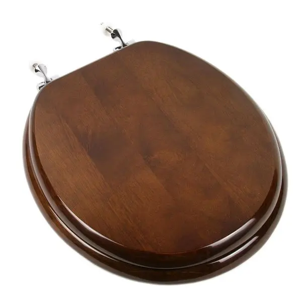 Jones Stephens Designer Wood Seat Piano Finish, Dark Brown Finish, Polished Chrome Hinge, Round Closed Front Cover, C2B1R18CH