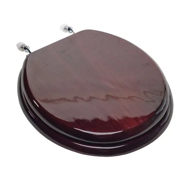 Jones Textured Stephens Designer Wood Seat Piano Finish, Mahogany Finish, Chrome Hinge, Round Closed Front Cover, C2B1R16C...