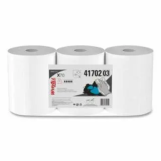 Kimberly-Clark Instant Wypall X70 Cloths, White, 9.8 W x 13.4 L, 275 Sheets Per Roll, 3 Rolls Per Case, 41702
