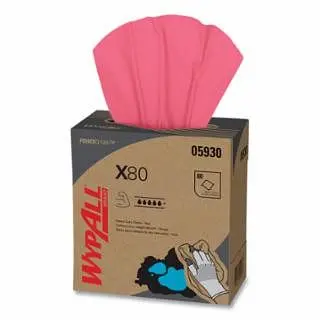 Kimberly-Clark Tool-Free X80 Heavy-Duty Cloth, Ruby, 8.34 W x 16.8 L, 80 Sheets Per Box, 5 Boxes Per Case, 05930