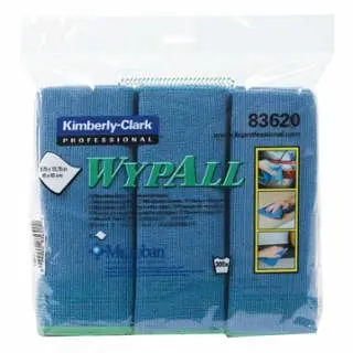 Kimberly-Clark Wypall Microfiber Cloths, 15.75 x 15.75 , Blue, 6 per Bag, 4 Bags per Crate, 83620