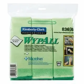 Kimberly-Clark Wypall Microfiber Cloths, 15.75 x 15.75 , Green, 6 per Bag. 4 Bags per Case, 83630