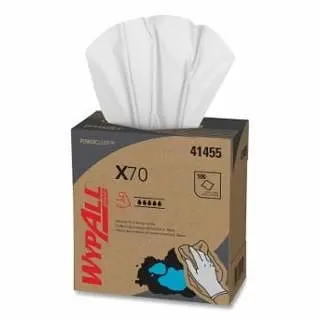 Kimberly-Clark Wypall X70 Cloths, Pure White, 8.34 W x 16.8 L, 100 Sheets Per Unit, 10 Box Per Carton, 41455