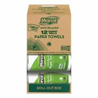 Marcal 100% Recycled Roll Towels, 5 1/2 x 11, 140 Sheets, 12 Rolls/Carton, MRC6183