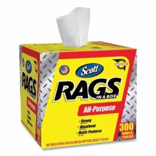Scott Fade-Resistant Rags Box, White, 9 W x 12 L, 300/Box, Quantity: 1 Box, 54949