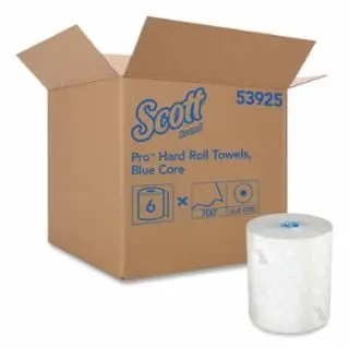 Scott Pro High Capacity Hard Roll Towel, White, 7.5 W x 700 Ft L, 6 Rl/Ca, Quantity: 6 Rolls, 53925