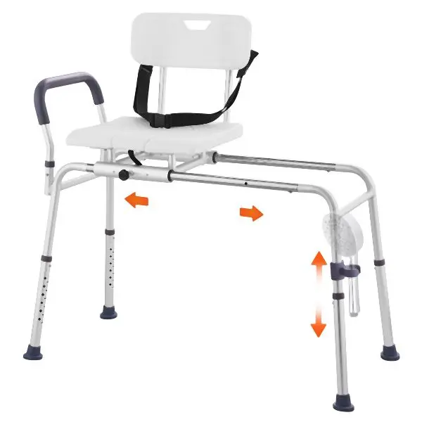 VEVOR Chemical-Resistant Sliding Tub Transfer Bench Shower Chair & Cut-Out Seat Reversible Backrest, YDSYGZYTLSLBHHUJMV0