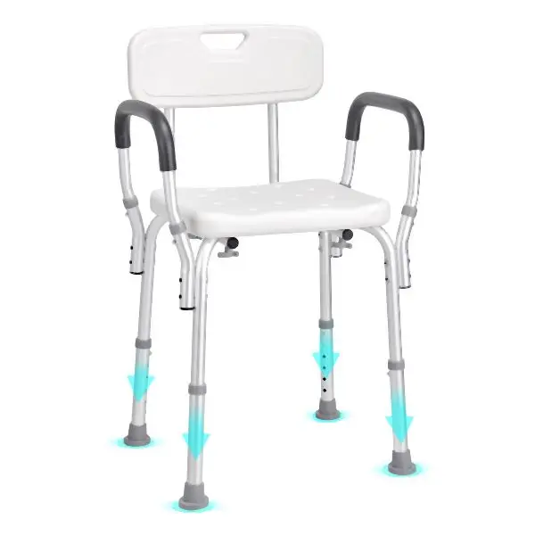 VEVOR Fade-Resistant Shower Chair, Shower Seat Back, Adjustable Height Shower Stool, Shower Chair Inside Shower Bathtub, L...