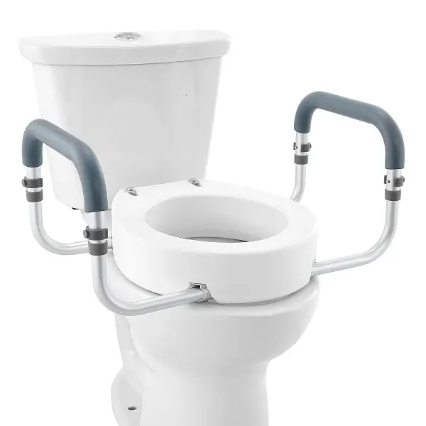 VEVOR Mini Raised Toilet Seat, 3.5" Height Raised, 300 lbs Weight Capacity, Quality Round Toilet, Aluminum Handrail, ...