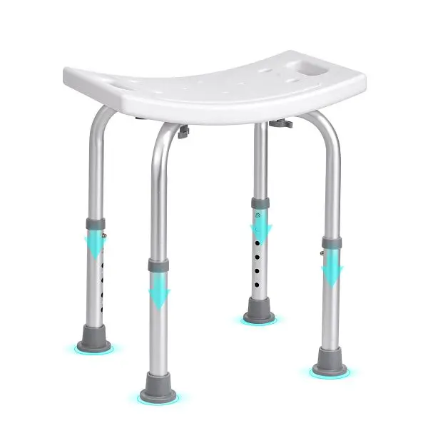 VEVOR Precision-Engineered Shower Chair Bath Stool Seat, Padded, Height Adjustable, 6061 Aluminum Alloy #6063 & PE, LY...
