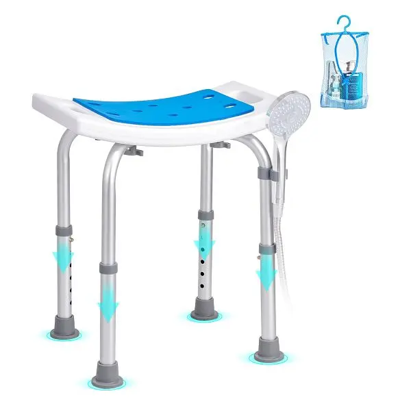 VEVOR Quick-Connect Shower Chair Bath Stool Seat, Padded, Height Adjustable, Aluminum Alloy #6063, PE & EVA, LYDFXSLHJ...