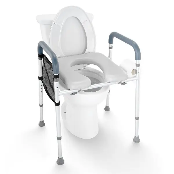 VEVOR Raised Toilet Seat, 7-Position Height Adjustment 19.3" - 25.2", 350lbs Weight Capacity, Ease Padded Alumin...