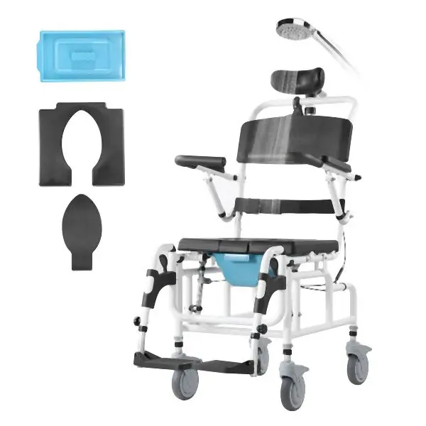 VEVOR Shower Wheelchair 17.5in Al Alloy Bathroom Wheelchair Disabled Adult, LYLYLHJ175IN6UTVJV0