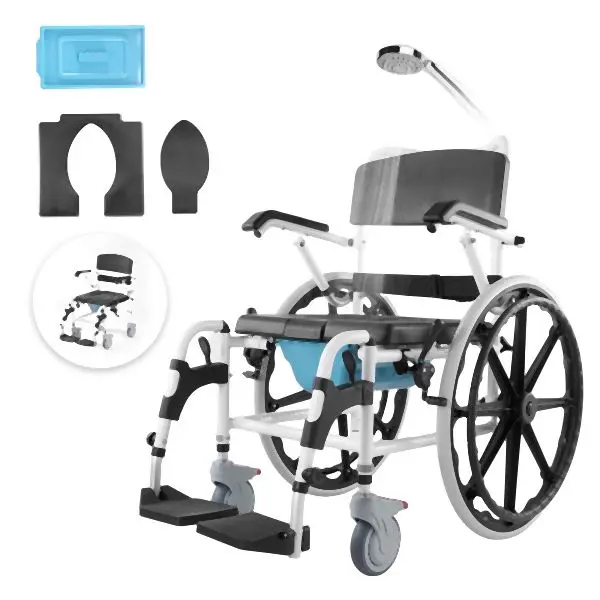 VEVOR Shower Wheelchair 17.5in Al Alloy Commode Bathroom Wheelchair Disabled, ZZZBLYLHJ1750KSKCV0