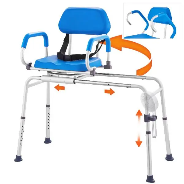 VEVOR Sliding Tub Transfer Bench Shower Chair 360 Degree Swivel Seat 330LBS, YDSYGZYTLSLK85WSBV0