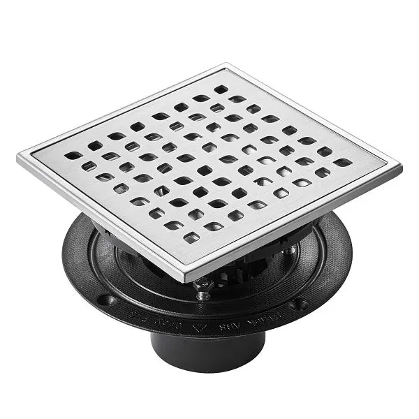 VEVOR Updated 16 Inch Linear Shower Drain Square Pattern Grate, Brushed 304 Stainless Steel Rectangle, Silver, XXPSGBXGYSC...