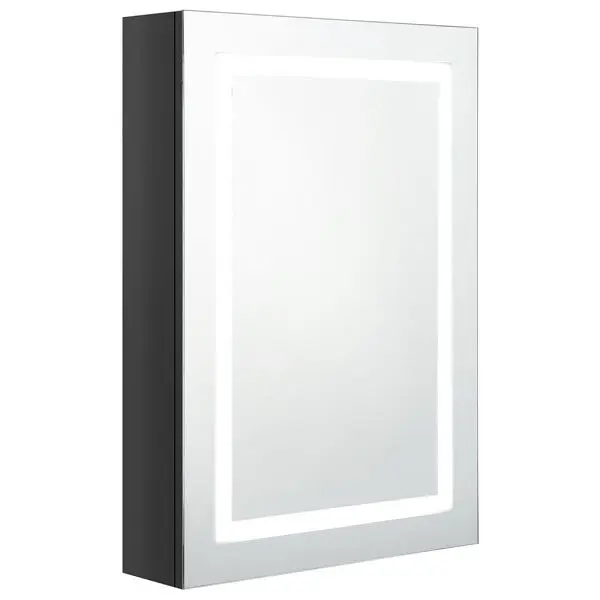 vidaXL Fluorescent LED Bathroom Mirror Cabinet Shining Black 19.7"x5.1"x27.6", 326489
