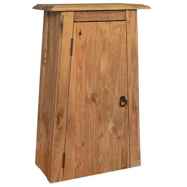 vidaXL UL-Listed Bathroom Wall Cabinet Solid Linchpinewood 16.5"x9.1"x27.6", Brown colored, 246039