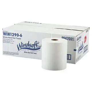 Windsoft Nonperforated Reel Towels, 1-Ply, Off-White, 8" x 800ft, 6/Carton, WIN12906B