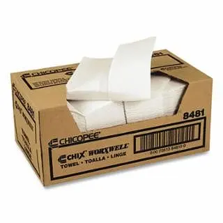 Chix Hardened Worxwell General Purpose Towels, 13 x 15, White, 100/Case, 8481