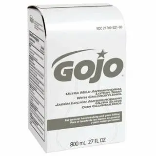 GOJO Rugged Ultra Mild Antimicrobial Lotion Soaps Chloroxylenol, Lemon, Bag--Box, 800 ml, 12 per Case, 1 Case, 9212-12