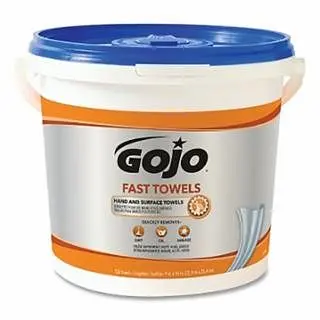 GOJO Time-Tested FAST WIPES® Hand Cleaning Towels, Citrus, Wet Wipe Bucket, 130, 4 Packs per Case, 1 Case, 6298-04
