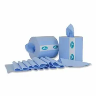 HARBOR Centerpull Towels, 8.3 W x 15.0 L Perforation, 600 Ft L Roll, 1-Ply, Blue, Quantity: 4 Rolls, H6005W