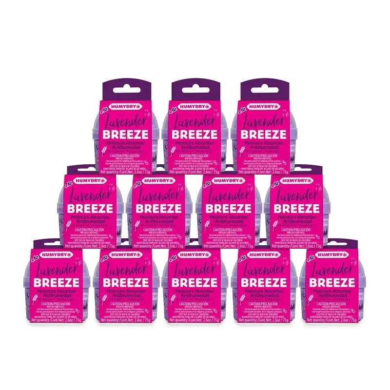 Humydry Sustainable Mini Moisture Absorber 2.6 oz PLUS Air Freshener, Lavender scent, 12-Package, USA44127C12