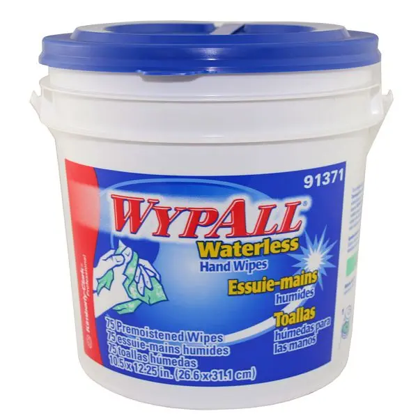 Jones Stephens Wypall Waterless Hand Wipes, 12" x 12" x 75 sheets, 6 Tubs per Carton, B05002