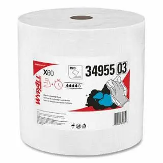 Kimberly-Clark Durable X60 Cloth Wiper, White, 13.4 W x 12.4 L, Jumbo Roll, 1, 100 Sheets Per Roll, 34955